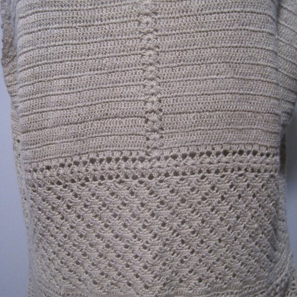 Apostrophe Ladies Medium Knitted Crochet Ramie Tan Beige Sleeveless Tank Top - Picture 3 of 7